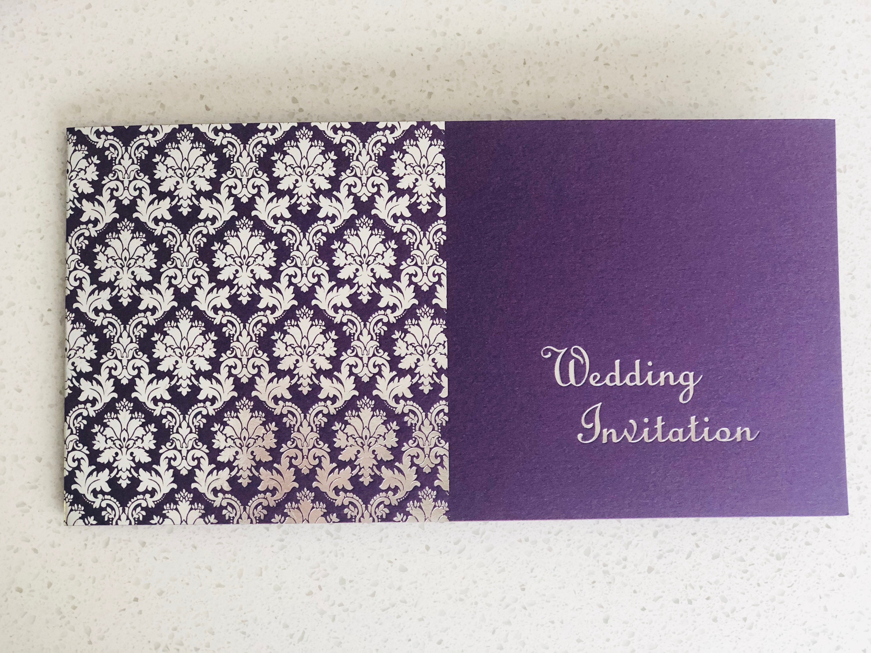 Wedding Invitation Covers Purple with Silver pattern pre foil Etsy