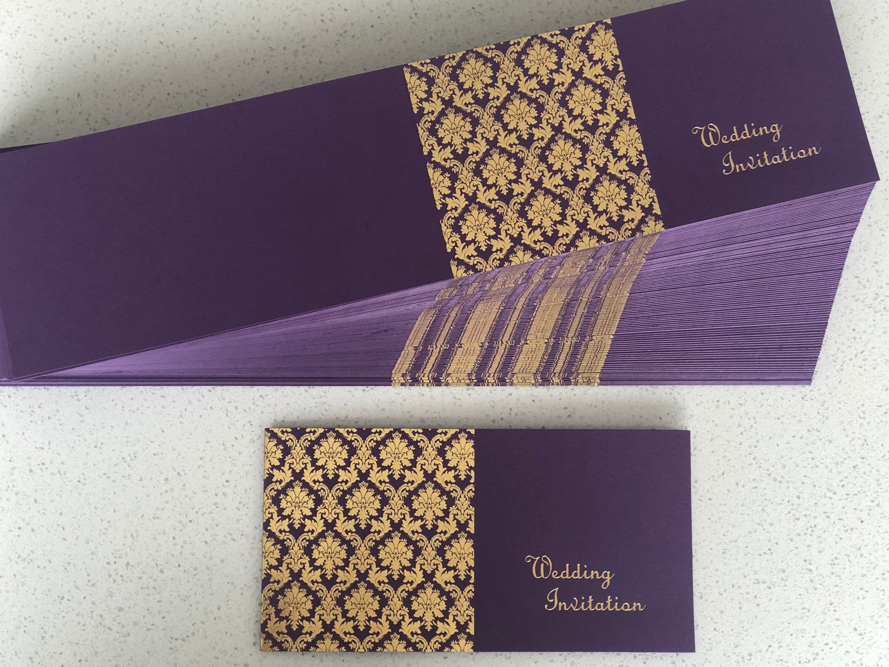 Wedding Invitation Covers Purple With GOLD Pattern Pre Foil & Etsy