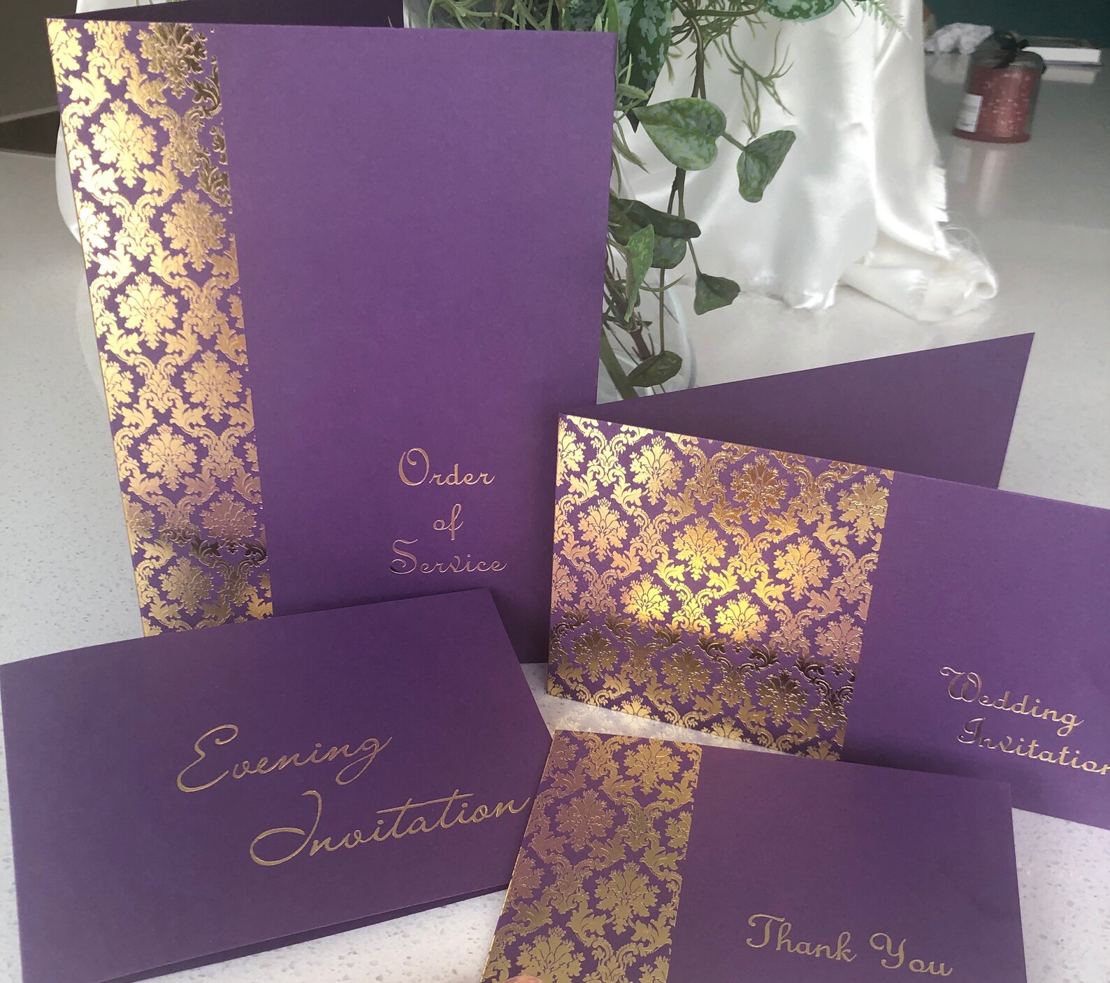 Wedding Invitation Covers Purple With GOLD Pattern Pre Foil & Etsy
