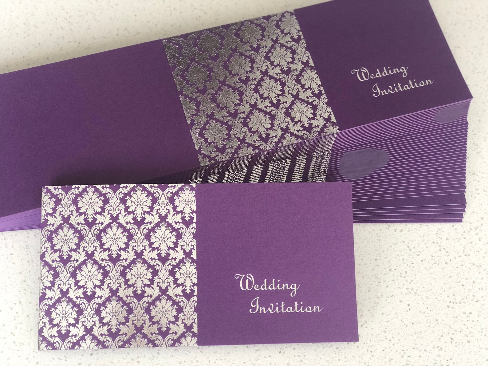 Wedding Invitation Covers Purple with Silver pattern pre foil Etsy