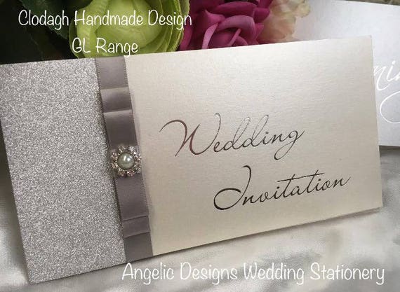 Silver Glitter DL Foiled Handmade Wedding Invitation With Dior 
