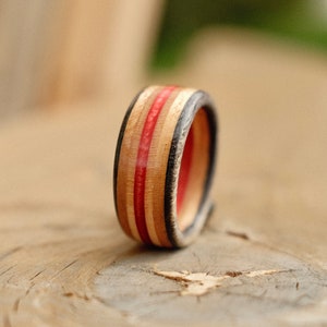 Recycled Skateboard Ring | Black & Red