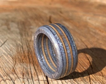 Recycled Skateboard Ring | Black Silver