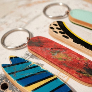 Recycled Skateboard Keychain Skateboard & Surfboard