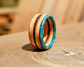 Recycled Skateboard Ring | Blue & Brown