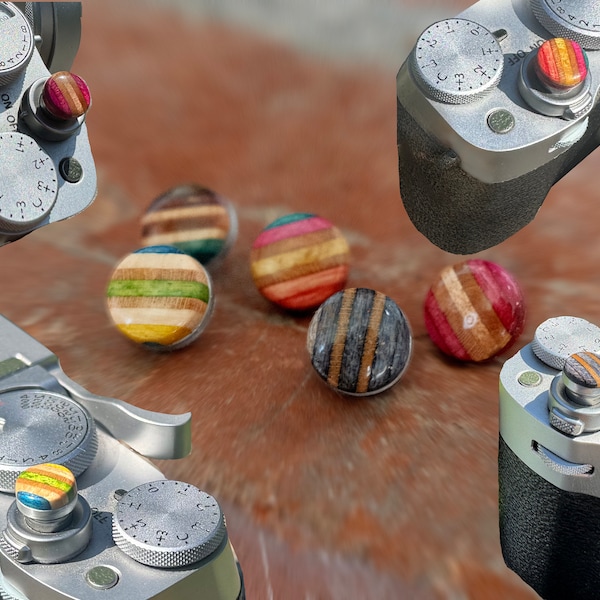 Recycled Skateboard Shutter Release Buttons