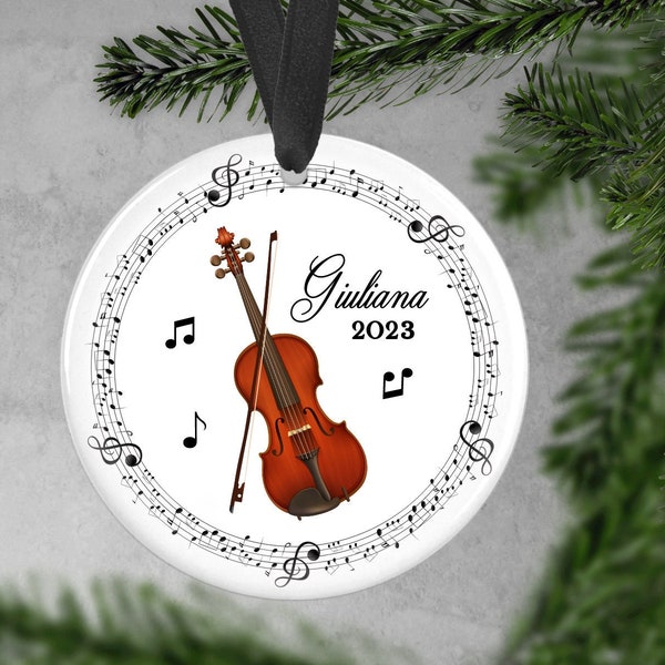 Violin Ornament - Music Christmas Ornament 2023 - Personalized Violin Christmas Ornament Gift - 2023 Custom Violin Christmas Ornament BKG