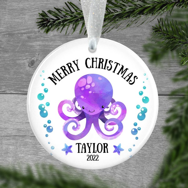 Octopus Ornament - Personalized Octopus Christmas Ornament - SKS