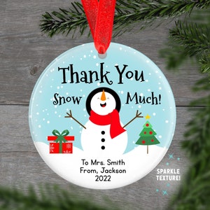 Thank You Ornaments - Snowman Christmas Ornaments - Teacher Ornament Gift - Thank You Gift Ideas - Christmas Teacher Gift Ideas - RKR