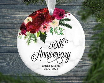 50th Anniversary Ornament - Personalized Anniversary Christmas Ornament - SKS