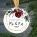 Personalized First Christmas as Mr. and Mrs. Ornament - Just Married Christmas Ornament - Floral Christmas Ornament - GKG 