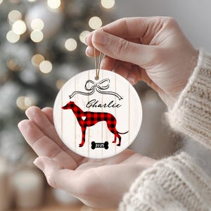 Greyhound Ornaments - Greyhound Christmas Ornament - Greyhound Gift - Personalized Greyhound - Greyhound Puppy - Greyhound Memorial afbeelding 3