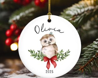 Custom Owl Ornament - Owl Keepsake - Owl Christmas Gift - Christmas Owl - Personalized Cute Owl Gift