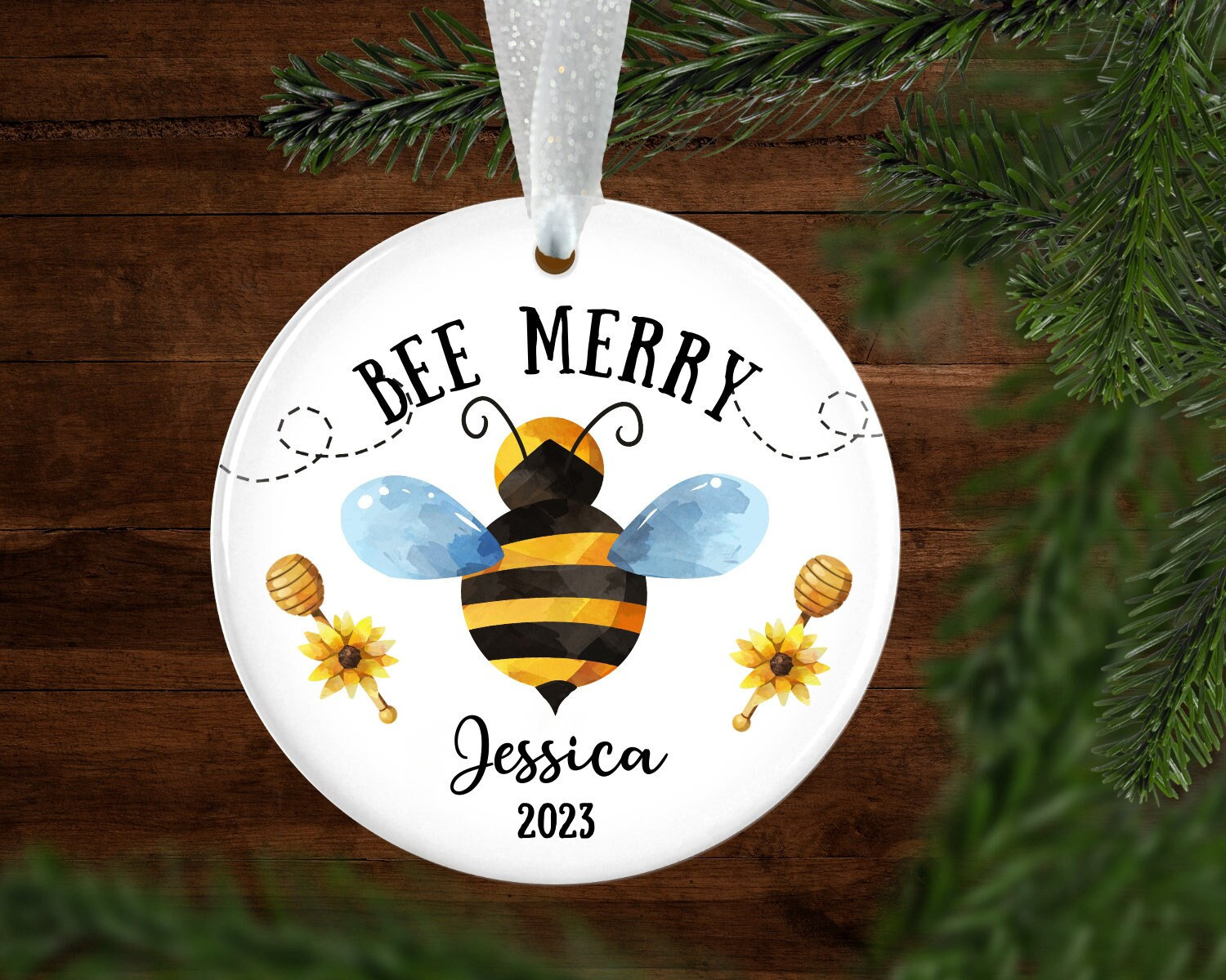 Custom Buzzing Bee Ceramic Bathroom Accessories Set (Personalized