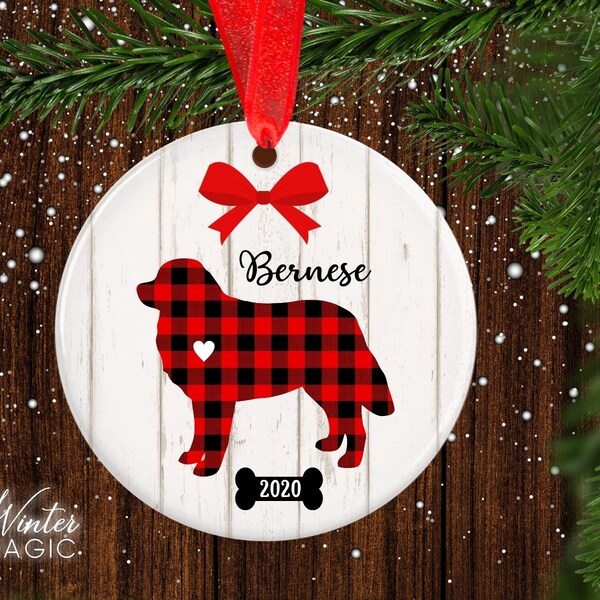 Bernese Mountain Dog Ornament - Bernese Mountain Dog Christmas Ornament - Bernese Mountain Dog Gift - Personalized Bernese Mountain Dog- RKR
