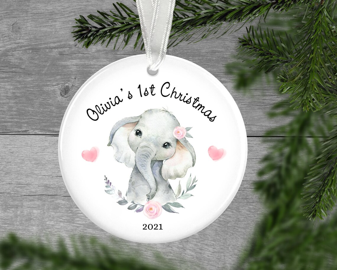 Elephant Ornaments for Girls Baby Girl Elephant Ornaments Etsy
