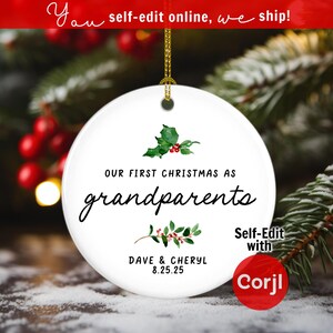 First Christmas as Grandparents Ornament - Personalized First Christmas as Grandparents Ornament - Holiday Keepsake for Grandma & Grandpa