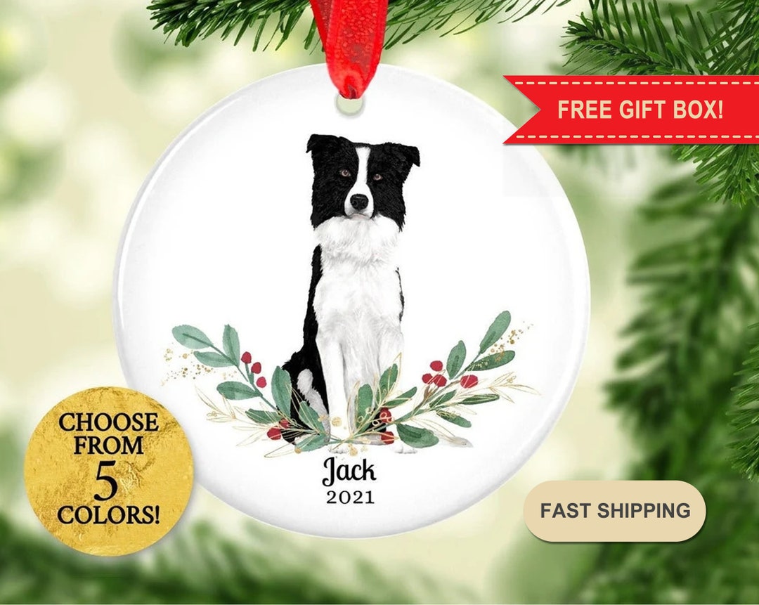Custom Border Collie Ornament, Personalized Border Collie Ornament, Dog