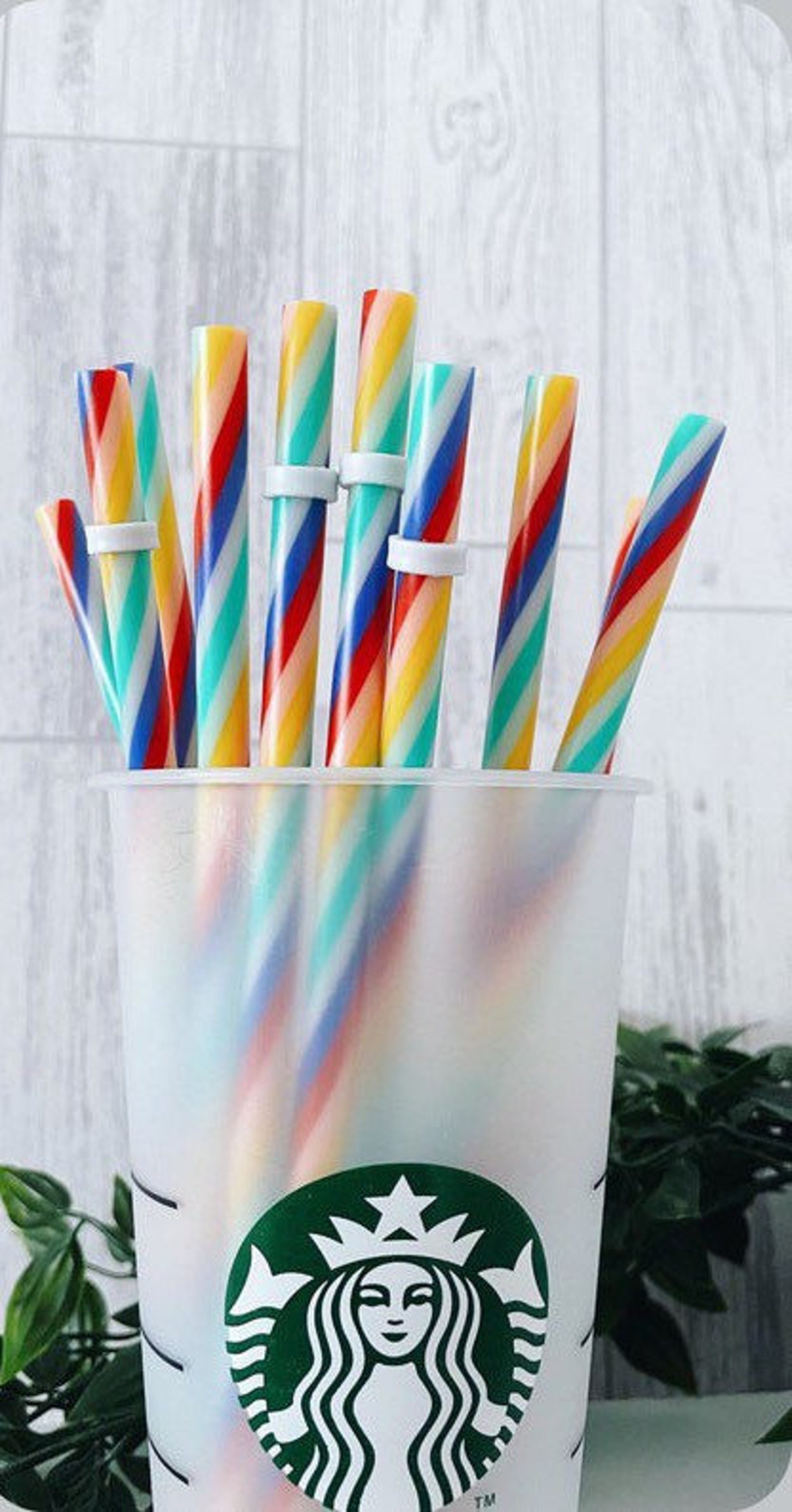 Rainbow Straws Tumbler Straws Plastic Reusable Straws Etsy