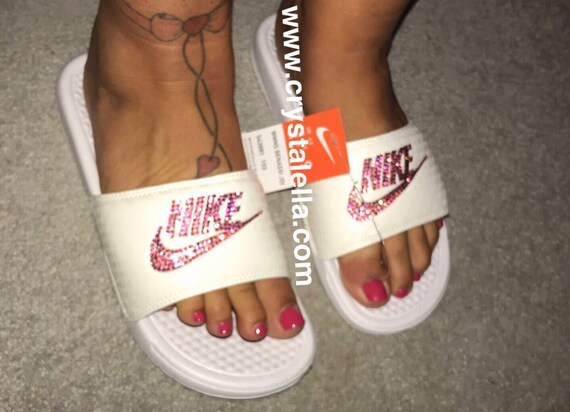 baby pink nike slides