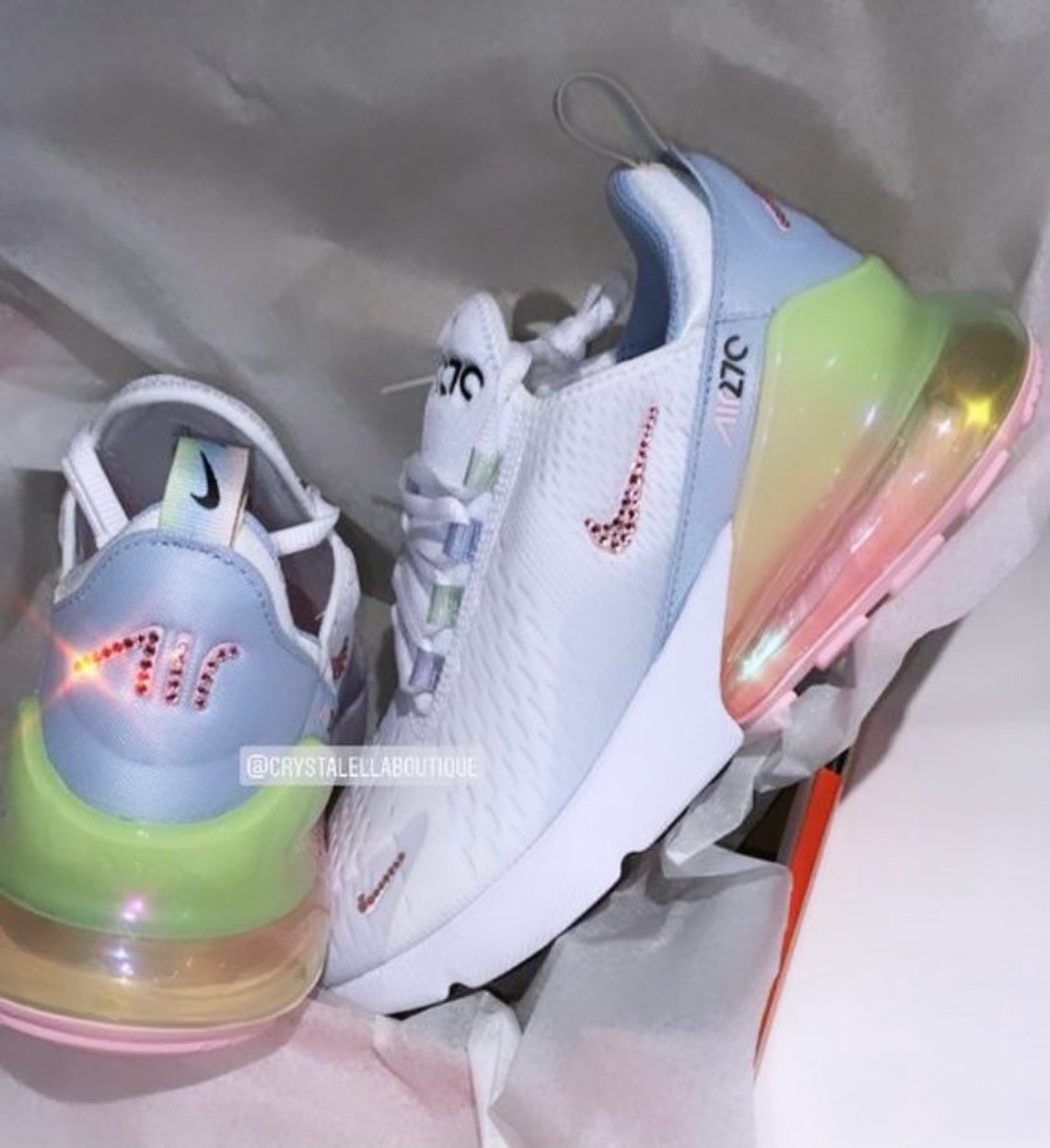 Swarovski Nike Air Max 270 Rainbow Sneakers Blinged Out With | Etsy
