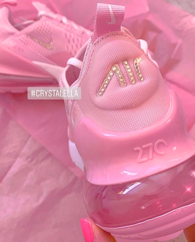 Swarovski Women's Nike Air Max 270 Pink & White Sneakers | Etsy