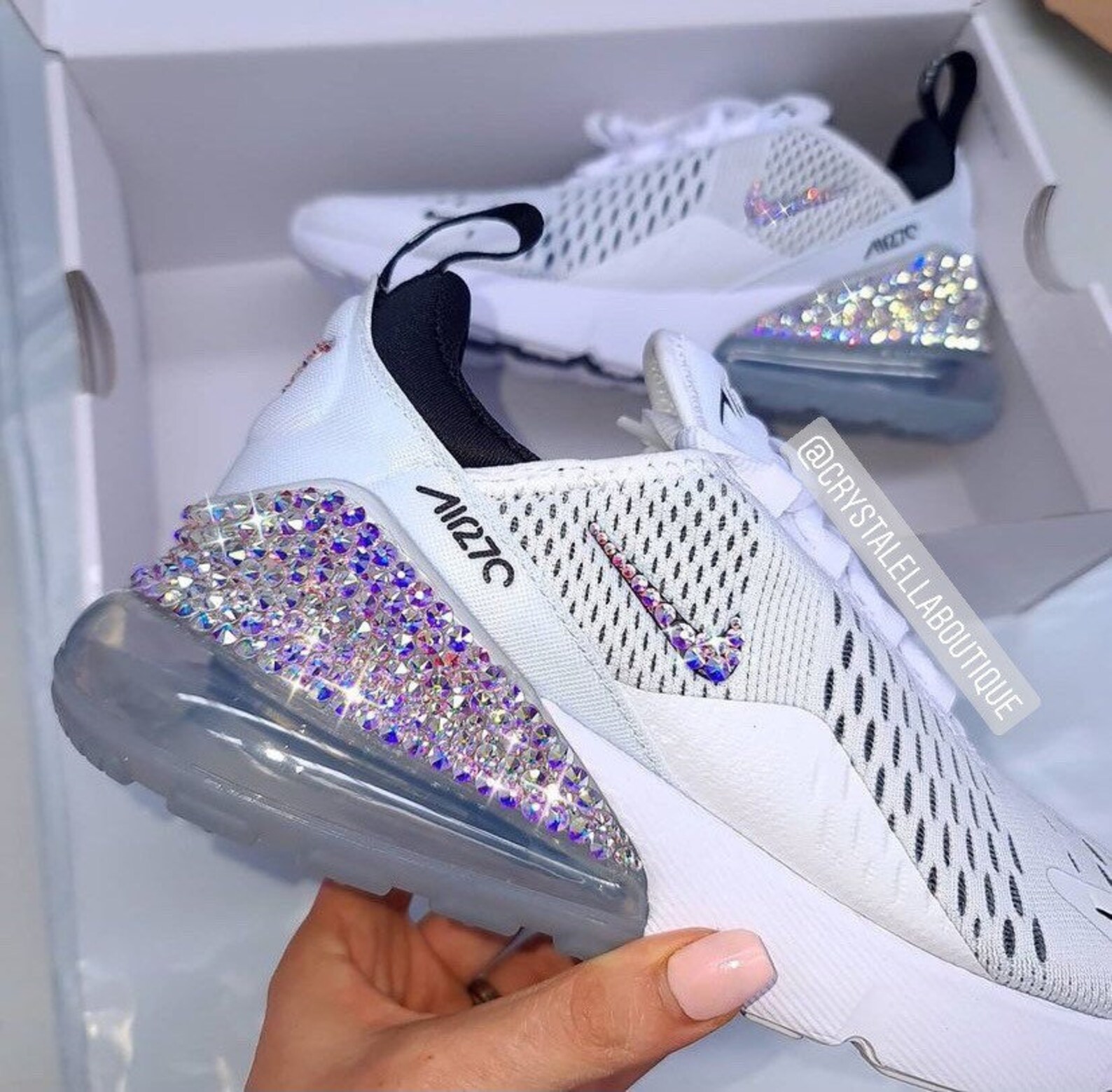 Swarovski Nike Air Max 270s with AB Crystals | Etsy