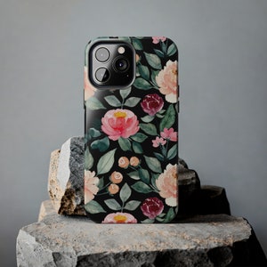 Hoesje voor iPhone - pioenroos en groene bladeren | Beschikbaar voor meerdere iPhone-modellen