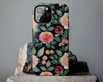 Case for iPhone - Peony and Green Leaves | Available for multiple iPhone models