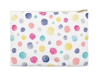 Polka Dot Accessory Pouch: Rainbow Etched Polka Dots