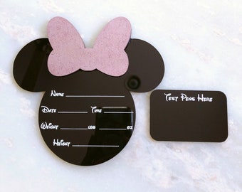 Minnie Mouse Baby Announcement with Pixie Dust, Disney Inspired Baby Reveal Sign, Personalized Acrylic Keepsake, Reusable Acrylic Signs