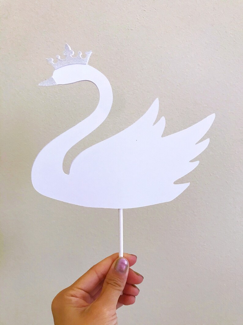 Baby Shower Swan Cake Topper Glitter Swan Cupcake Topper Etsy