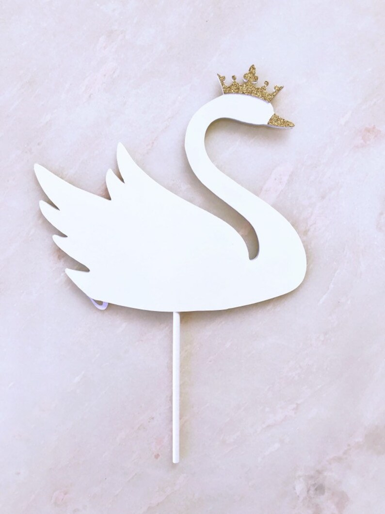 Baby Shower Swan Cake Topper Glitter Swan Cupcake Topper Etsy