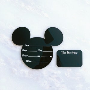 Mickey Mouse Inspired Birth Announcement Sign: Acrylic Newborn Photo Prop