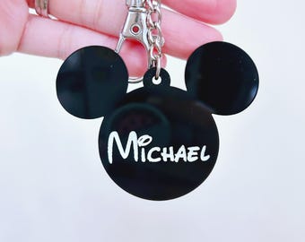 Personalized Mickey Mouse Inspired Keychain, Back To School Backpack Keychain, Disney Theme Party Favors, Disney Christmas Gift Tags