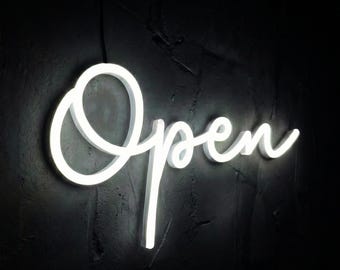 Open Sign Cursive Neon Light 19"x9" | Handwritten Style Shop | Artistic Storefront Wall