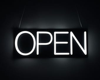 Bright LED Open Sign | Shop Decor with Remote (18" x 7")