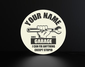 Personalized LED Garage Sign: Vintage Style Man Cave Decor