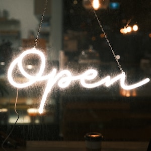 HiNeon Warm White Neon OPEN sign for business 20&quot;x9&quot; Modern LED open sign w/ remote controller