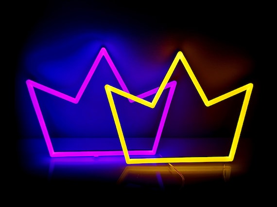 Crown LED Neon Sign Yellow and White Crown Sign Night Light Etsy