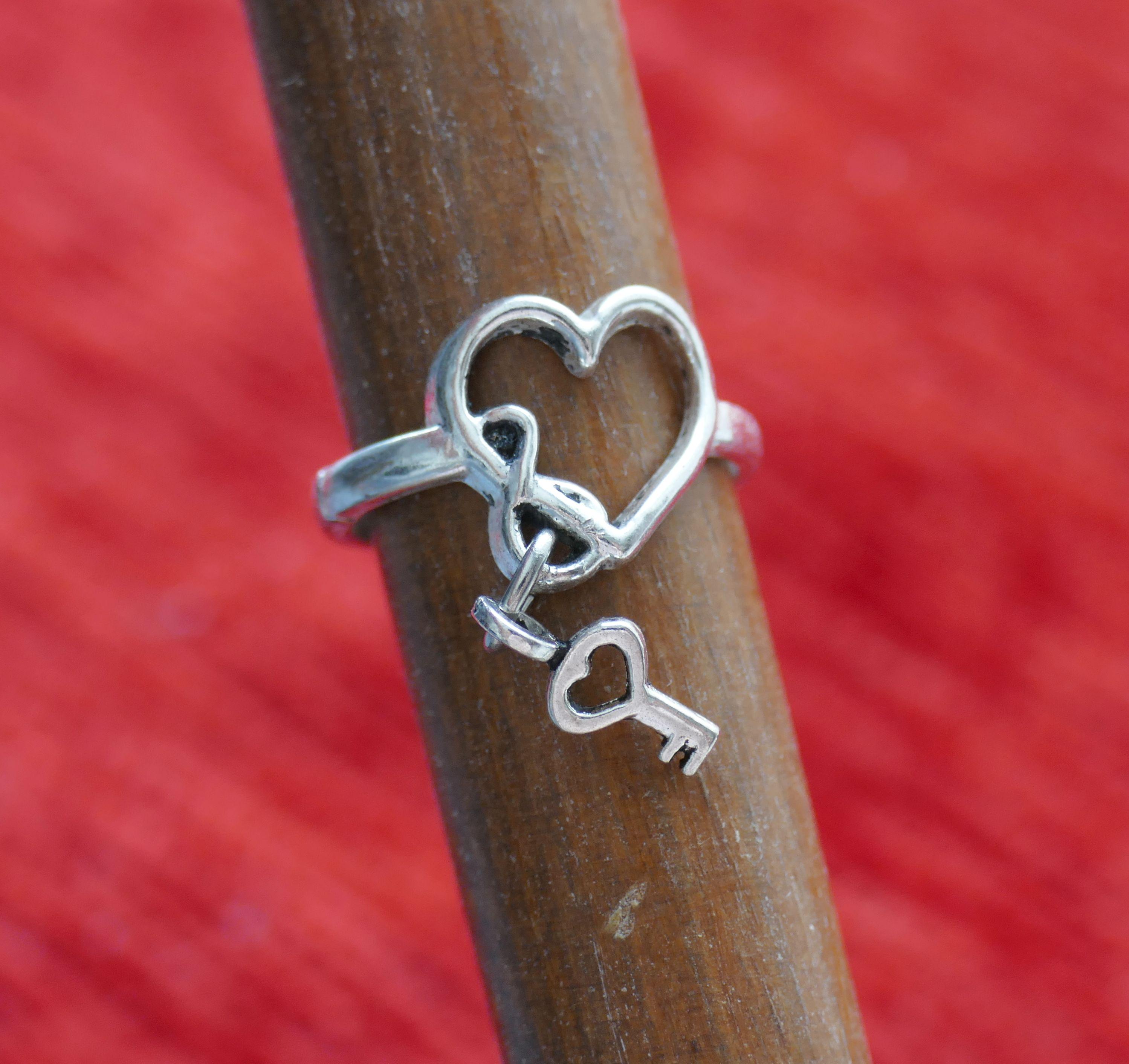 Charm Dangle Open Heart 7 Styles Rings, Antique Silver Tone J125 - Etsy