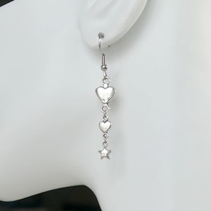 Love Heart Star Stainless Steel Hook Earrings K037