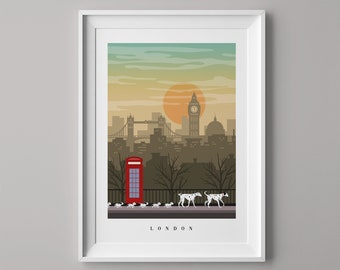 101 Dalmatians Print | London Skyline | Disney Landscape | Disney Dogs | Digital Disney Print | London