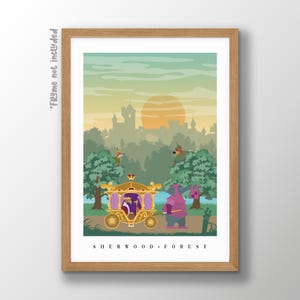 Robin Hood Print | Sherwood Forest Skyline | Disney Landscape | Disney Classic | Digital Disney Print | Sherwood Forest