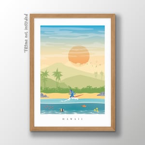 Lilo and Stitch Inspired Print | Hawaii Skyline | Disney Landscape | Disney Alien | Digital Disney Print | Hawaii