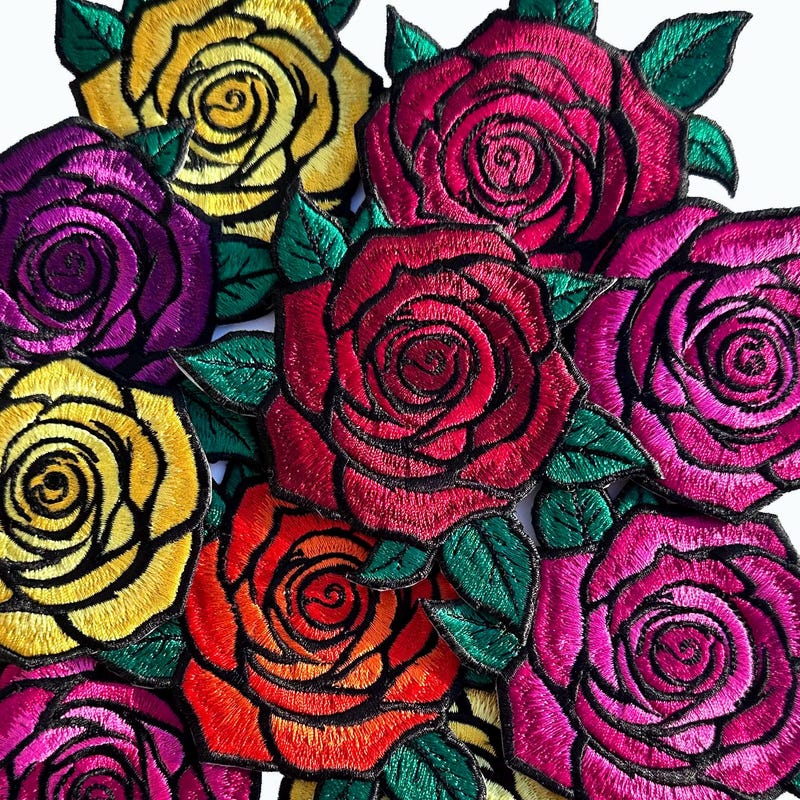 Rose Line Patch Rose Patch Iron On - Etsy