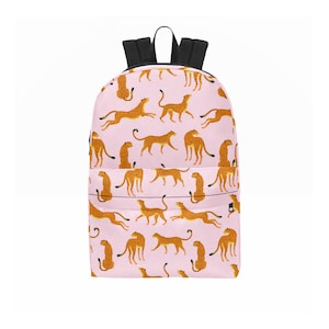 Sac à dos léopards, cartable pour la rentrée des classes, sac à dos rose clair, sacs à dos personnalisés