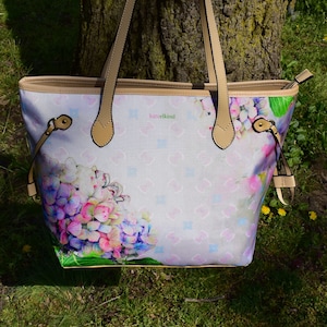 Pink Pastel Hydrangea Bag for Romantic Souls, Summer Tote, Designer Inspired, Neverfull, Kate Elkind