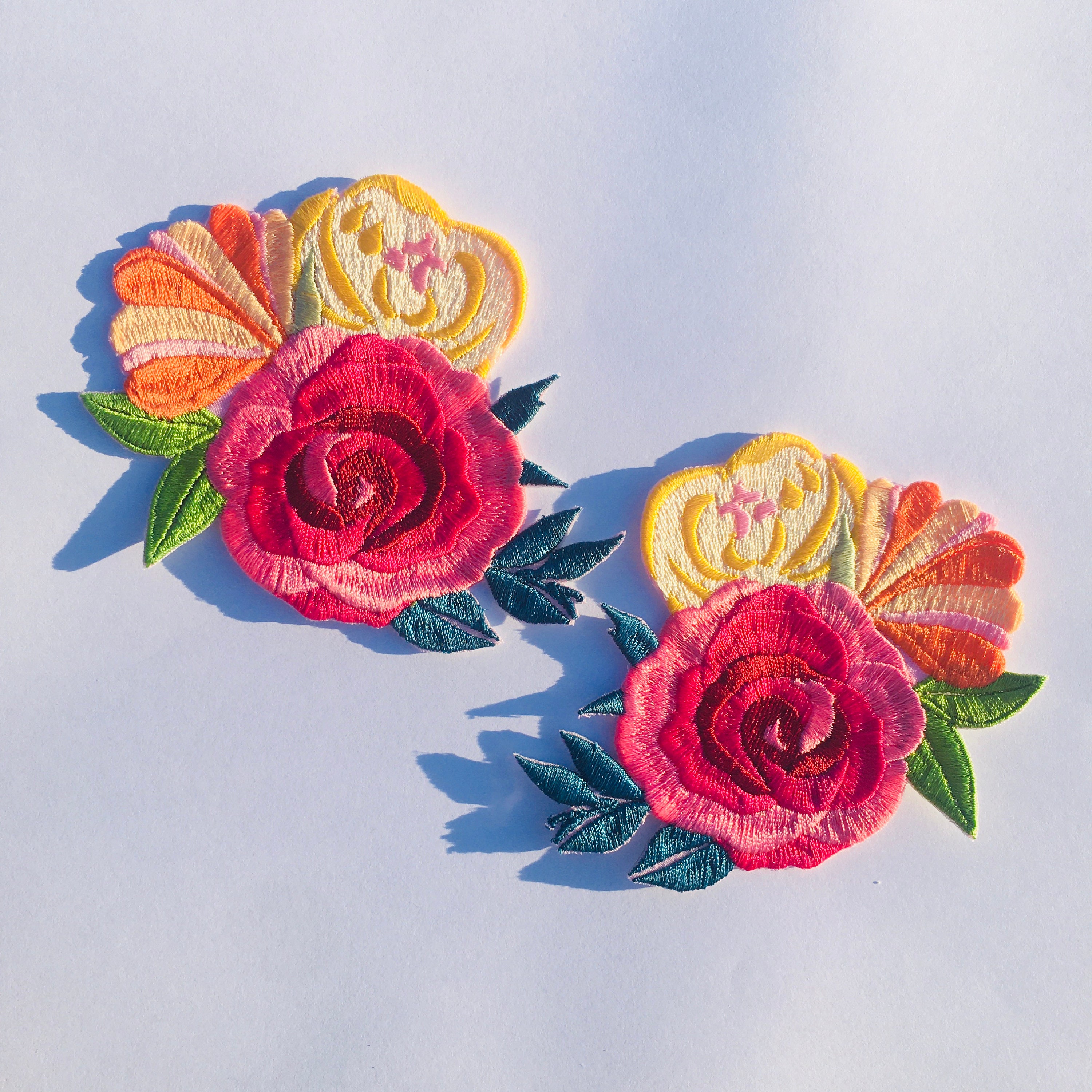 Spring Flowers Patch Flowers Bouquet Patch, Pink Rose, Summery Floral Patch, Custom Colors ...