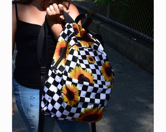 Sunflowers Checkered Backpack, Lunch Bag, Pencil Case, Back to